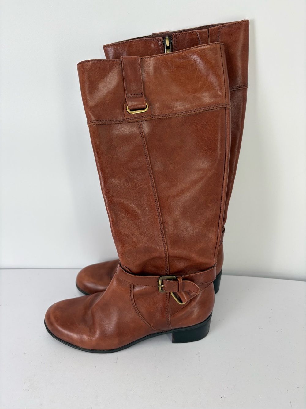 🪡 Bandolino leather Cognac Brown Leather Knee-High Riding Boots